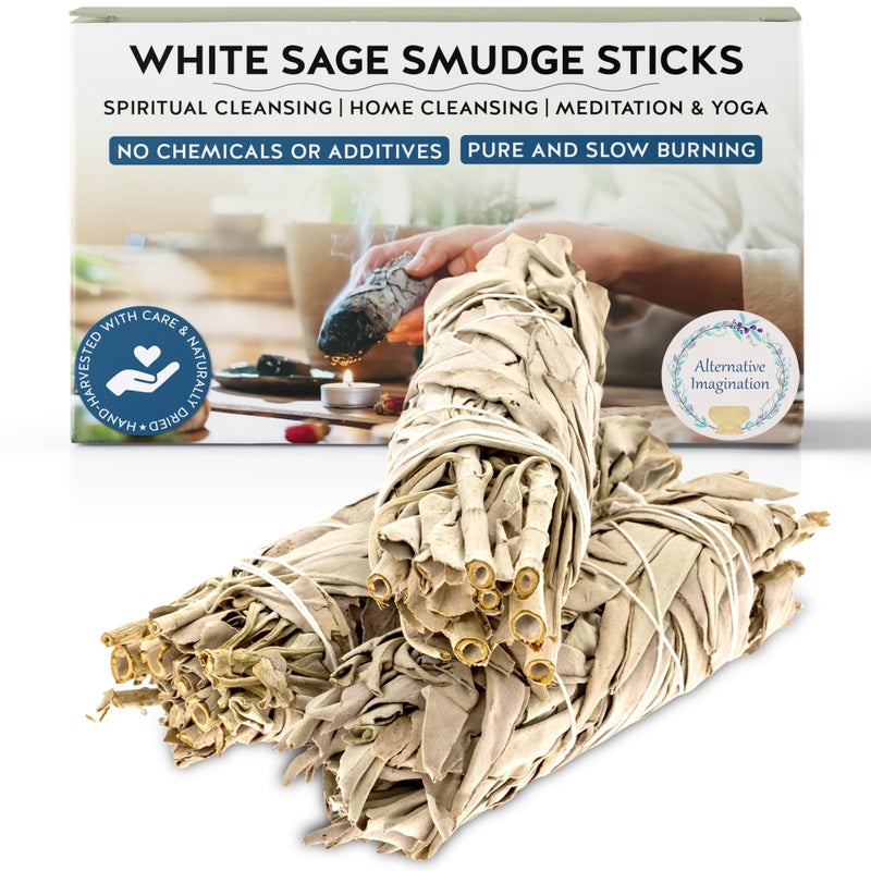 Alternative Imagination California White Sage Smudge Sticks - 3-Pack of 6-Inch Bundles for Home Cleansing,Energy Clearing, Meditation, Witchcraft, Spiritual Gifts,Altar & Smudging- Packaged in the USA - Image 1